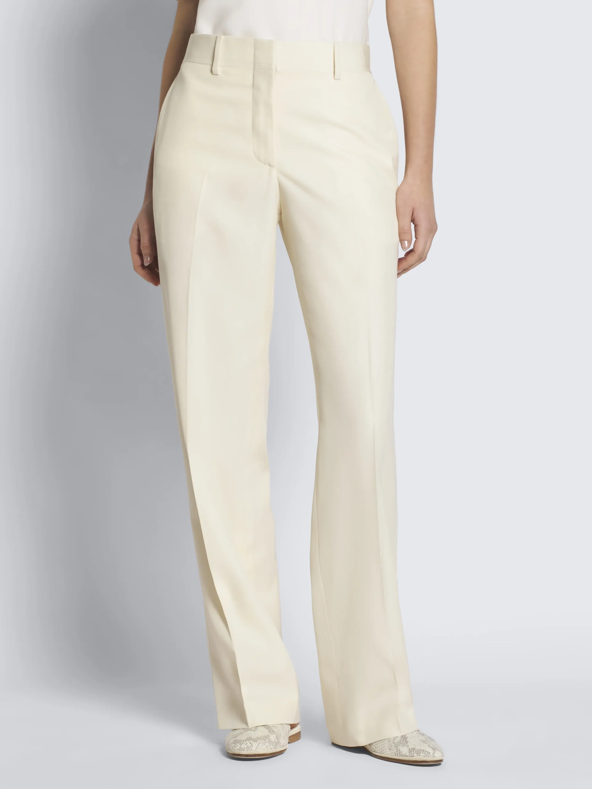 Ivory white silk gabardine Palinuro trousers