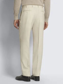 Ivory white Super 160's wool gabardine Tigullio trousers