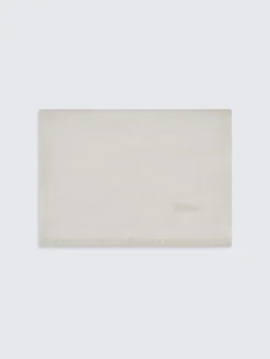 Ivory white wool, cashmere and silk scarf