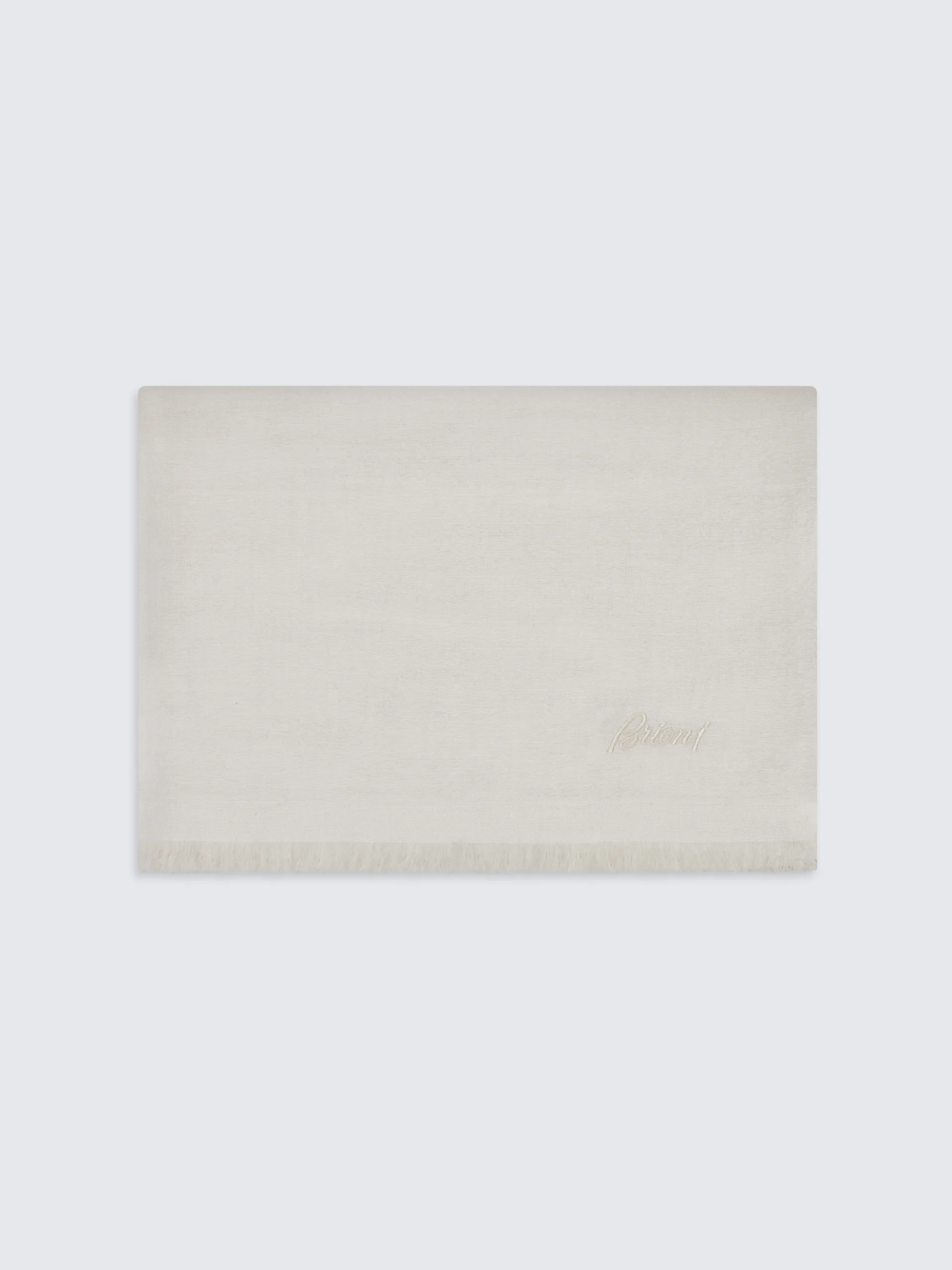 Ivory white wool, cashmere and silk scarf