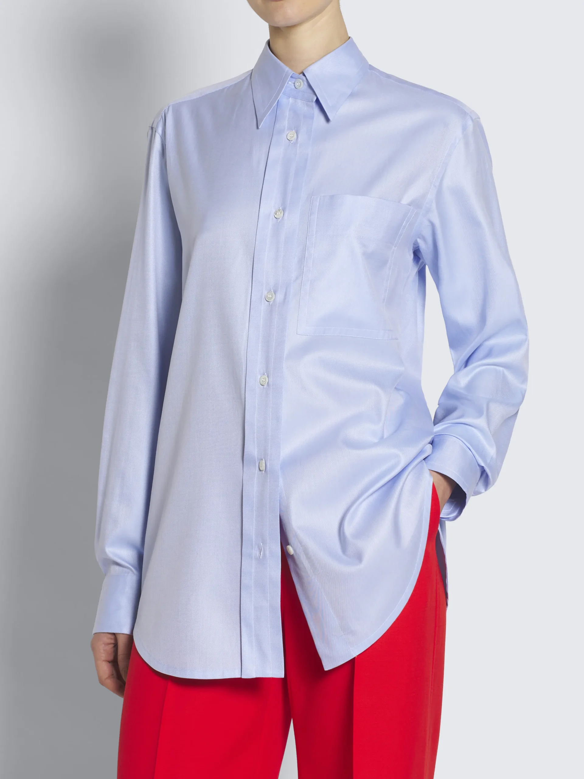 Ivory white wool, silk and linen herringbone double-breasted Flavia jacket
