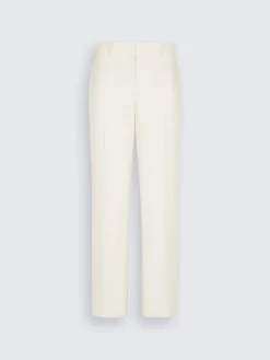 Ivory white wool, silk and linen herringbone Palinuro trousers
