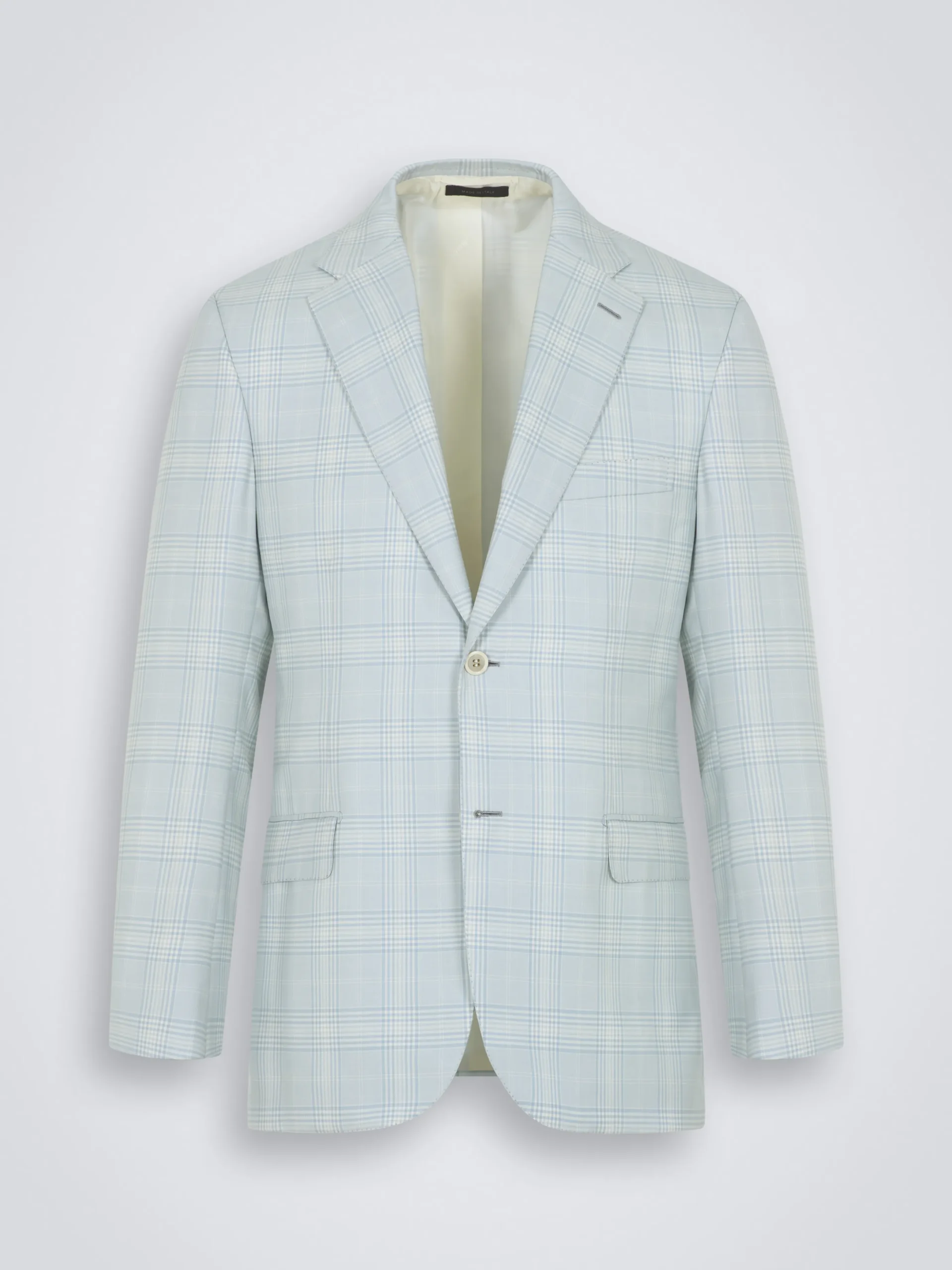 Light blue and ivory white checked Super 160's wool Ravello jacket