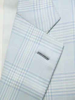 Light blue and ivory white checked Super 160's wool Ravello jacket