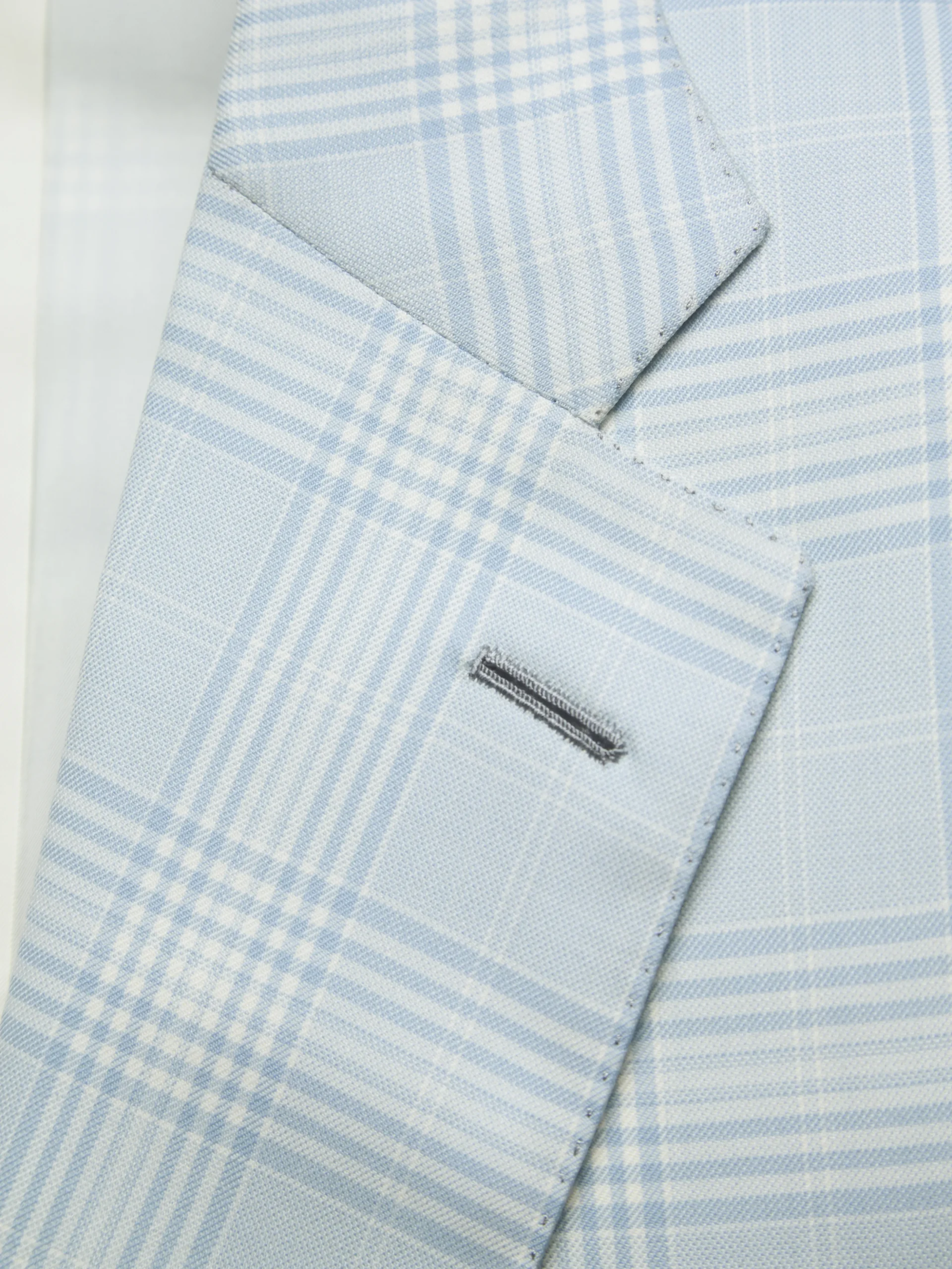 Light blue and ivory white checked Super 160's wool Ravello jacket