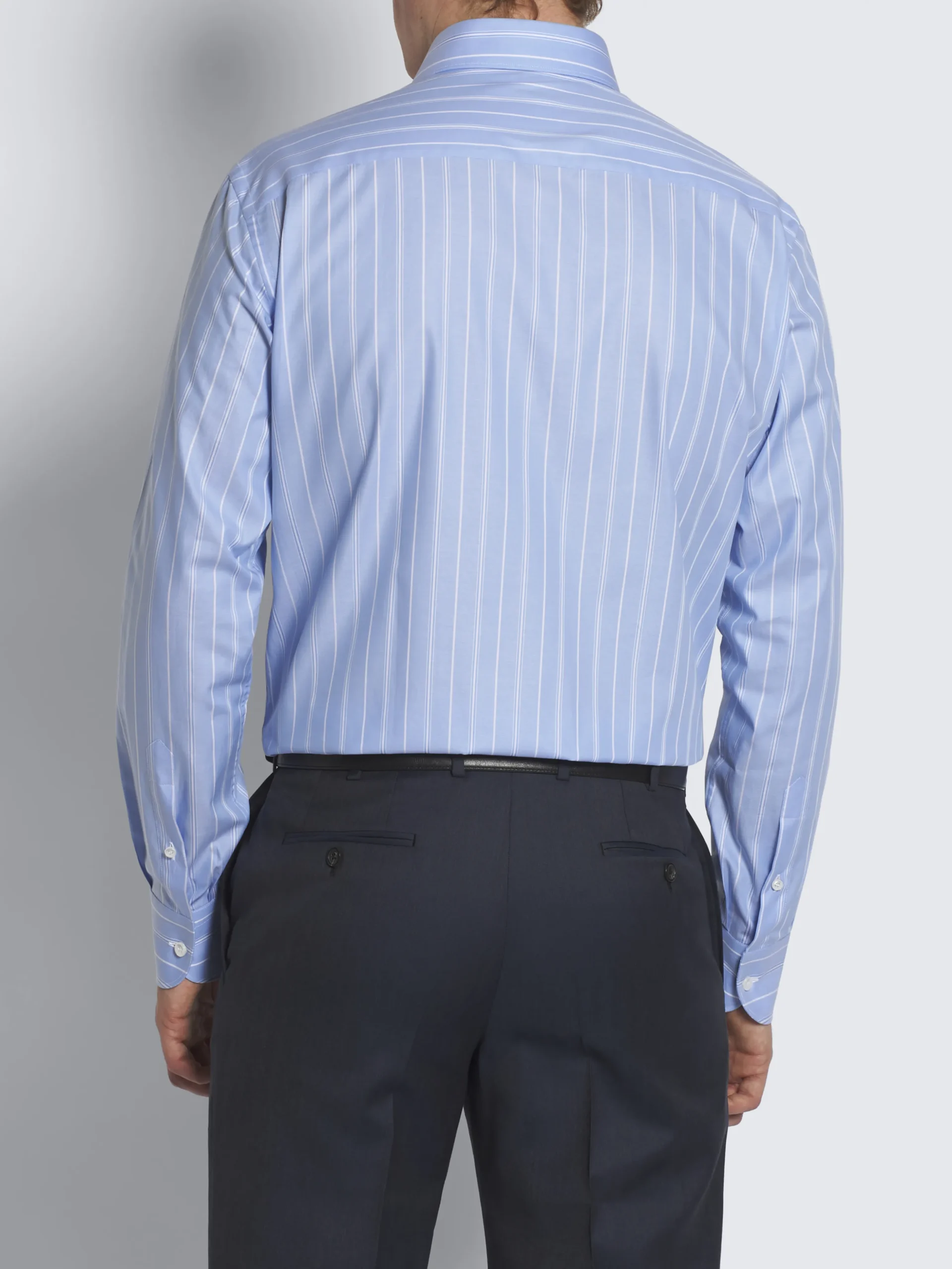 Light blue and white striped cotton piqué formal shirt