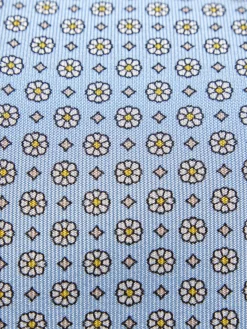 Light blue and yellow micro motif silk tie