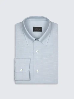 Light blue cotton hidden button-down shirt