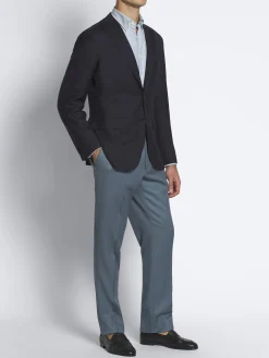 Light blue cotton hidden button-down shirt