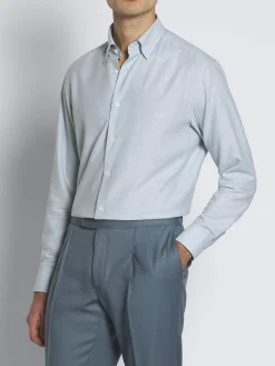 Light blue cotton hidden button-down shirt