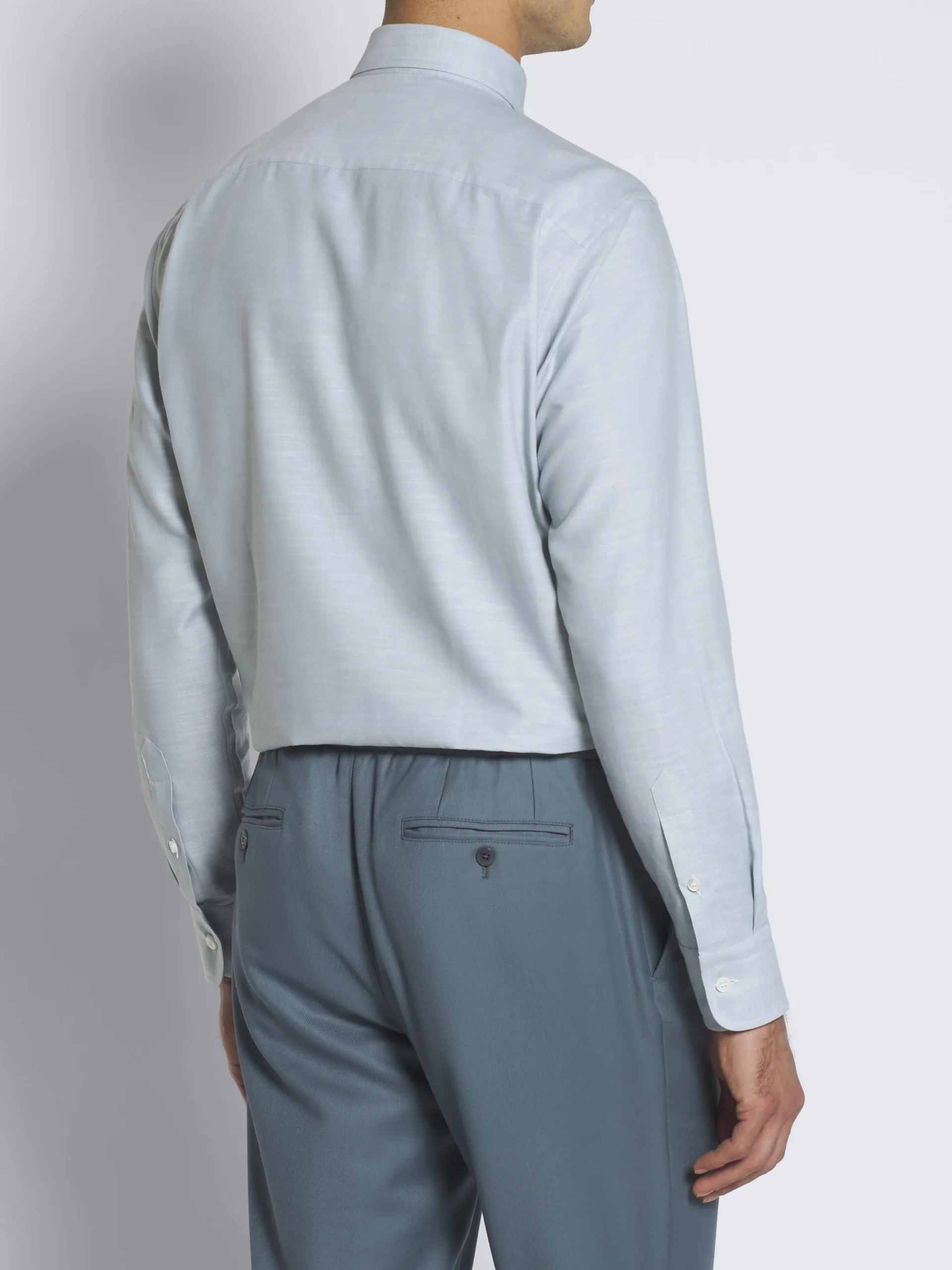 Light blue cotton hidden button-down shirt