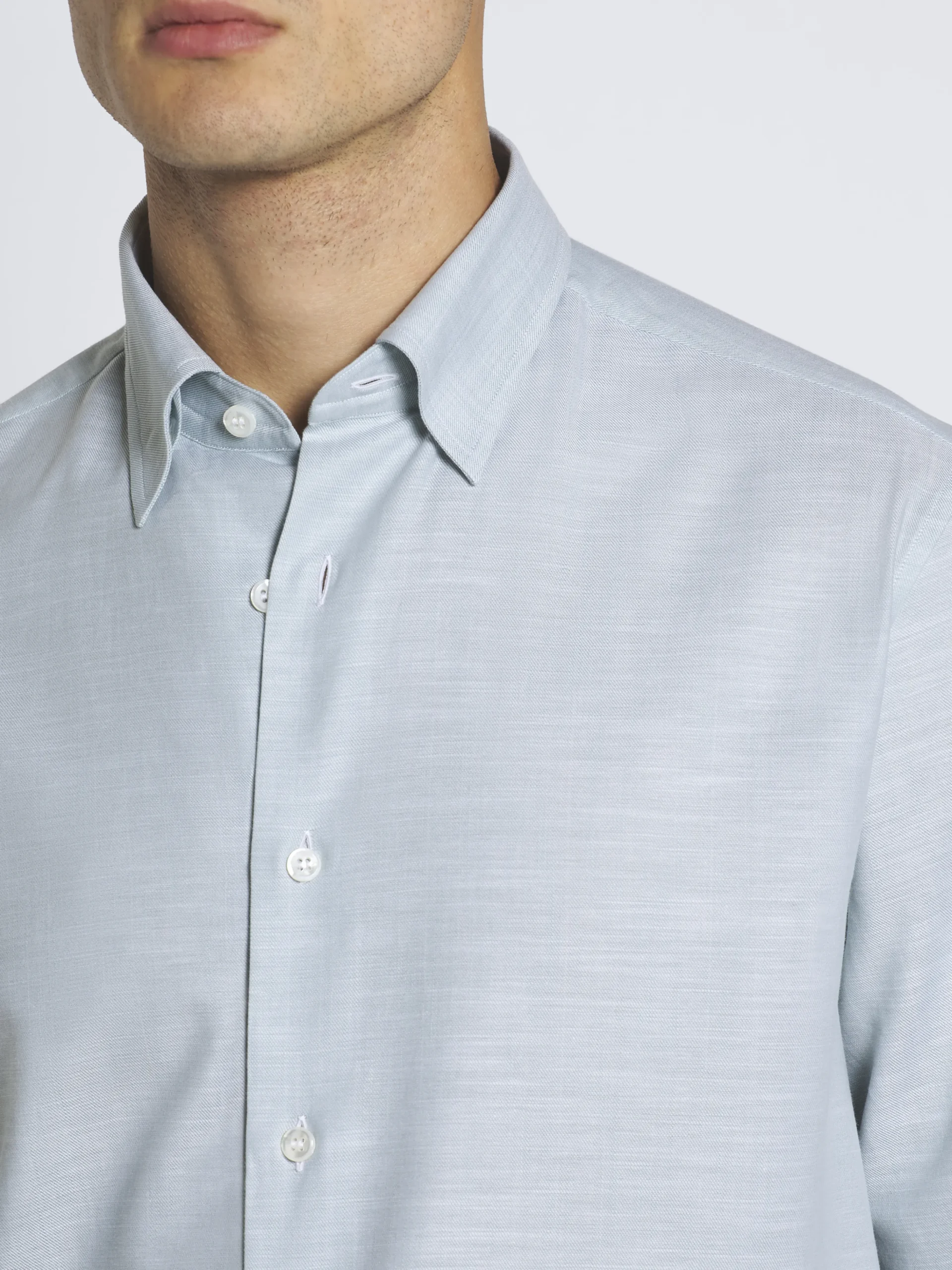 Light blue cotton hidden button-down shirt