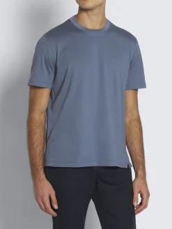 Light blue gassed organic cotton T-shirt