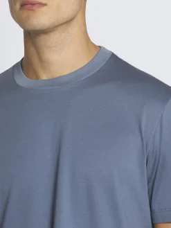 Light blue gassed organic cotton T-shirt