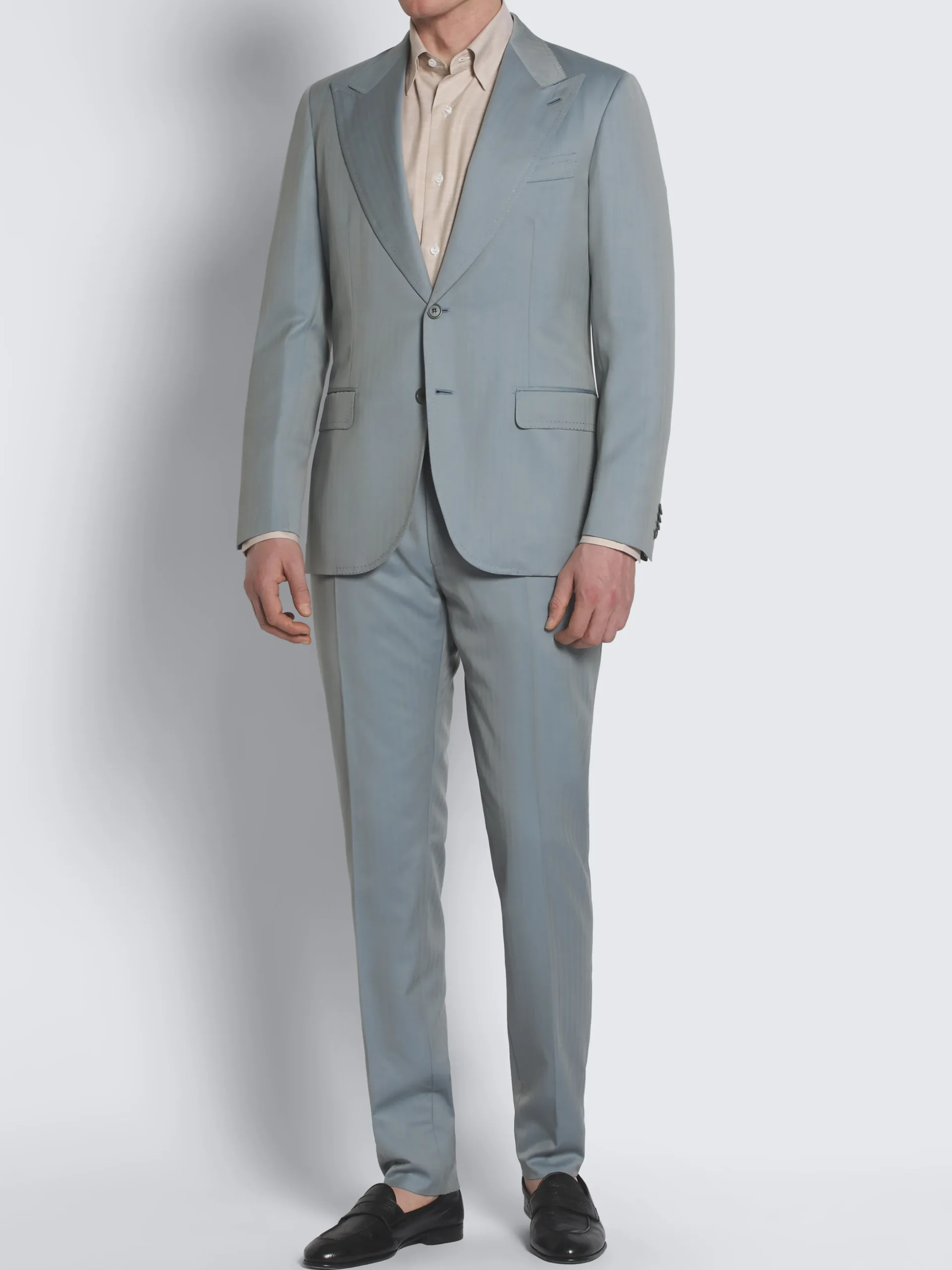 Light blue herringbone wool Amalfi suit