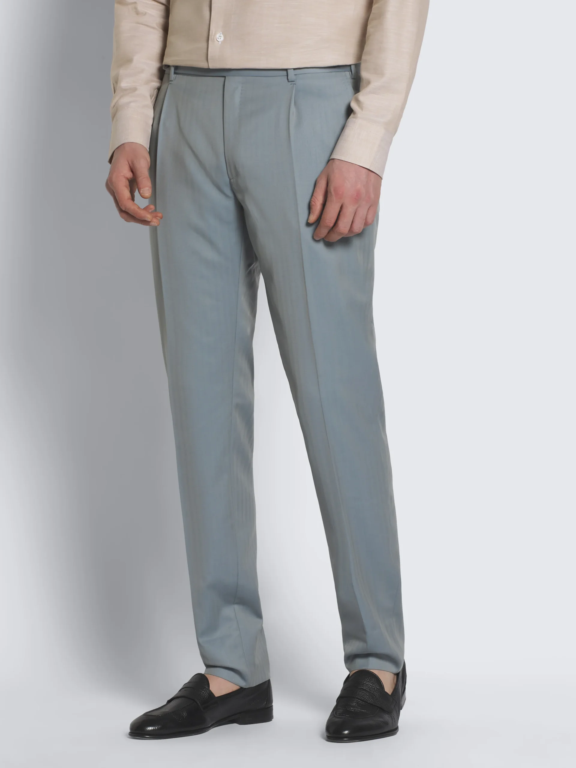 Light blue herringbone wool Amalfi suit