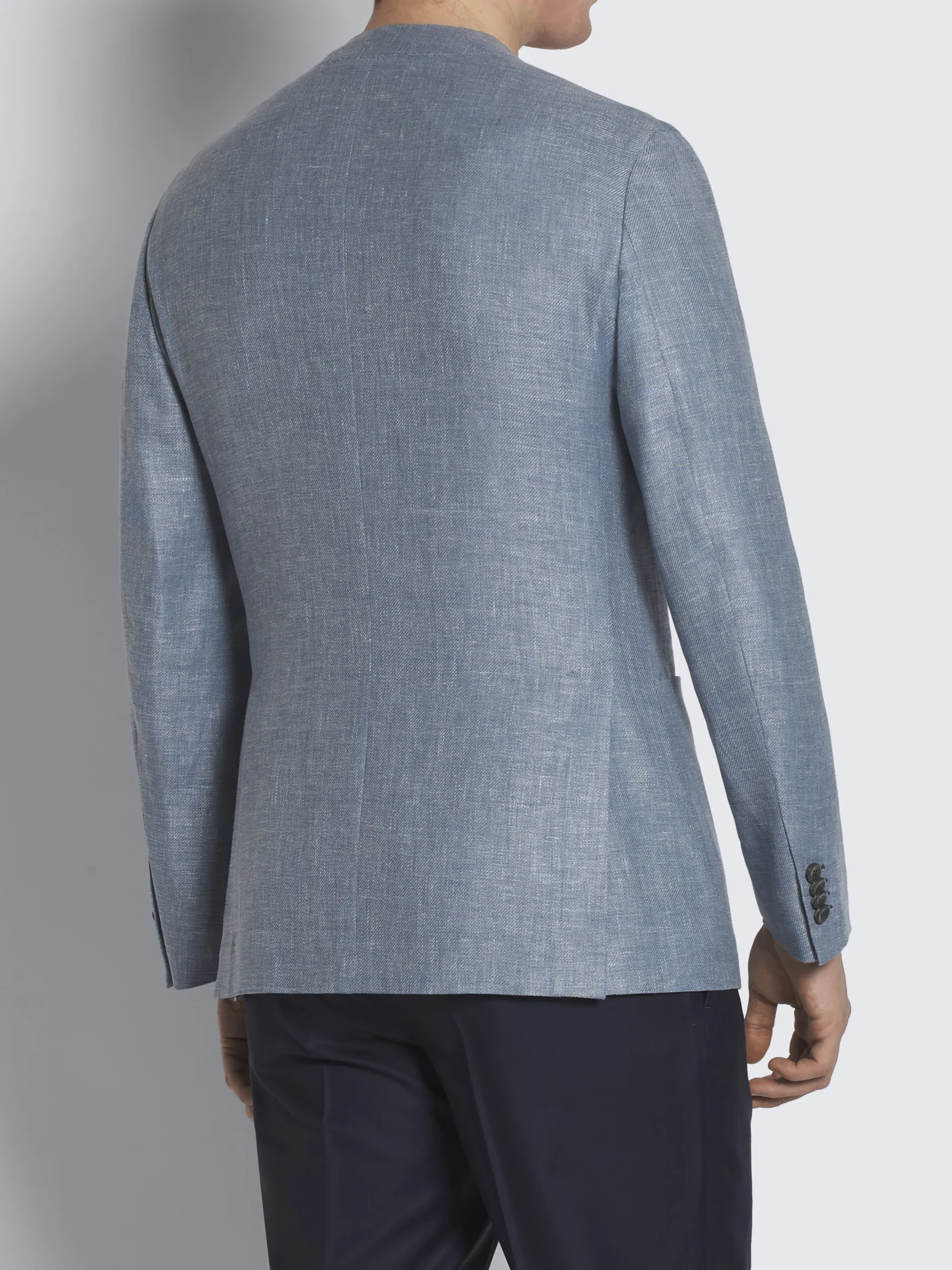 Light blue linen, wool and silk Jardigan