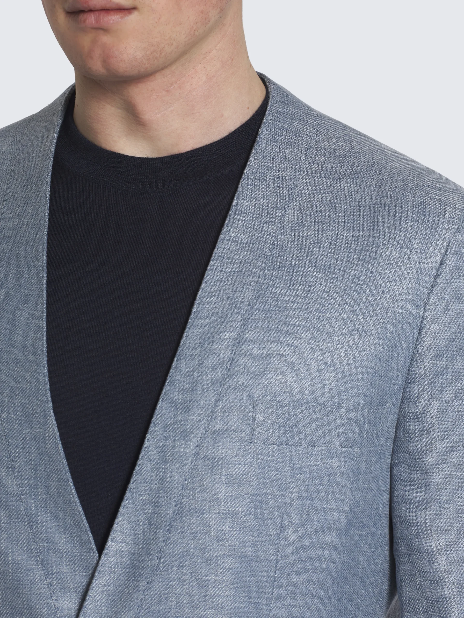 Light blue linen, wool and silk Jardigan