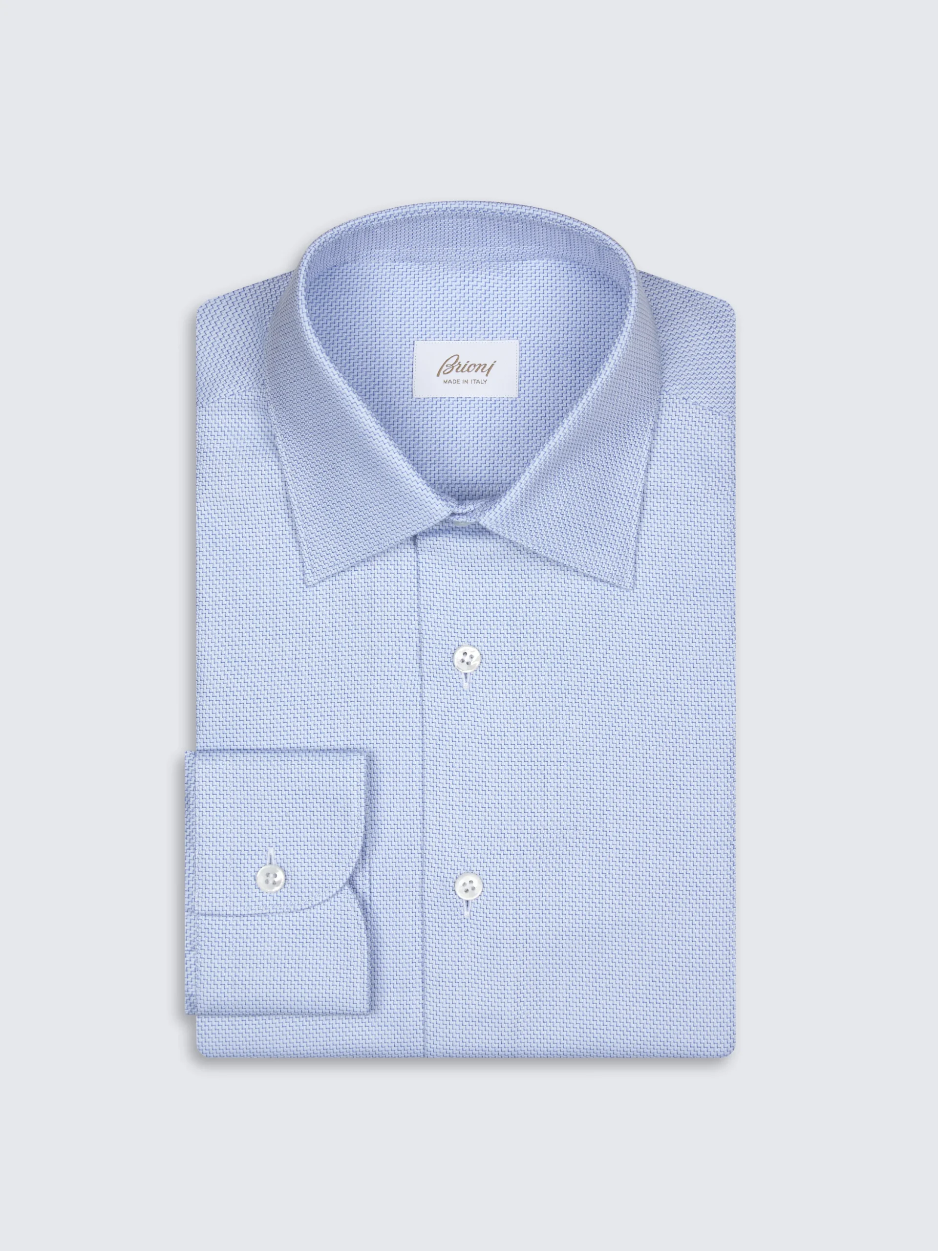 Light blue micro motif jacquard cotton formal shirt