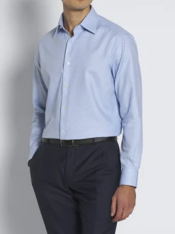 Light blue micro motif jacquard cotton formal shirt