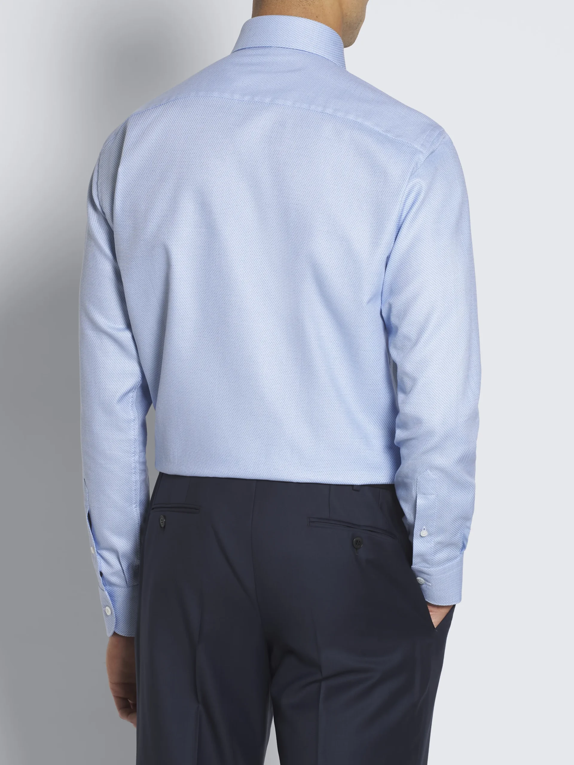 Light blue micro motif jacquard cotton formal shirt