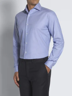 Light blue organic cotton chambray formal shirt