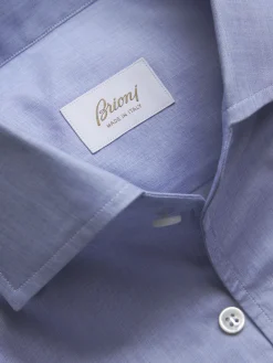 Light blue organic cotton chambray formal shirt