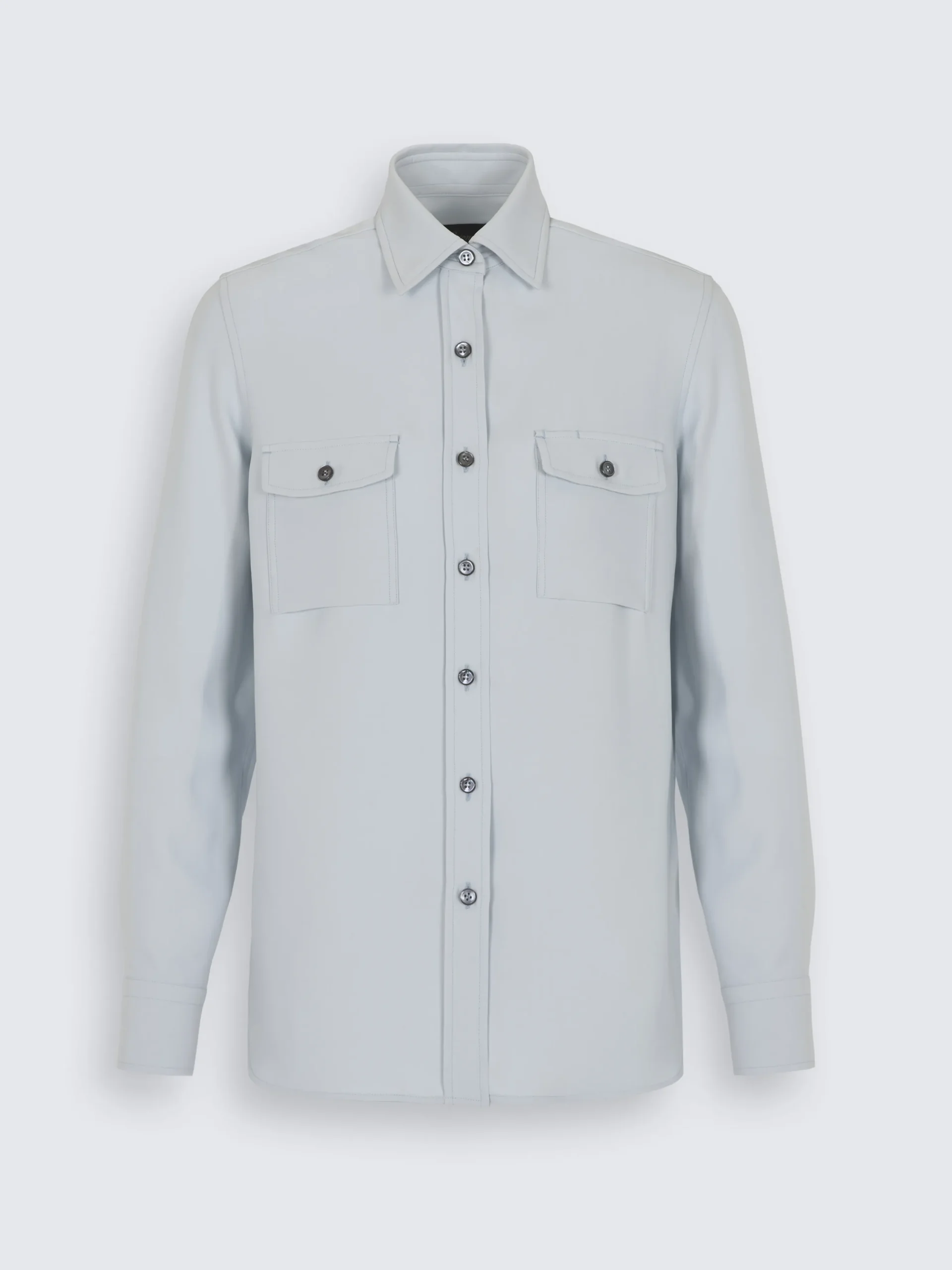 Light blue silk cady military shirt