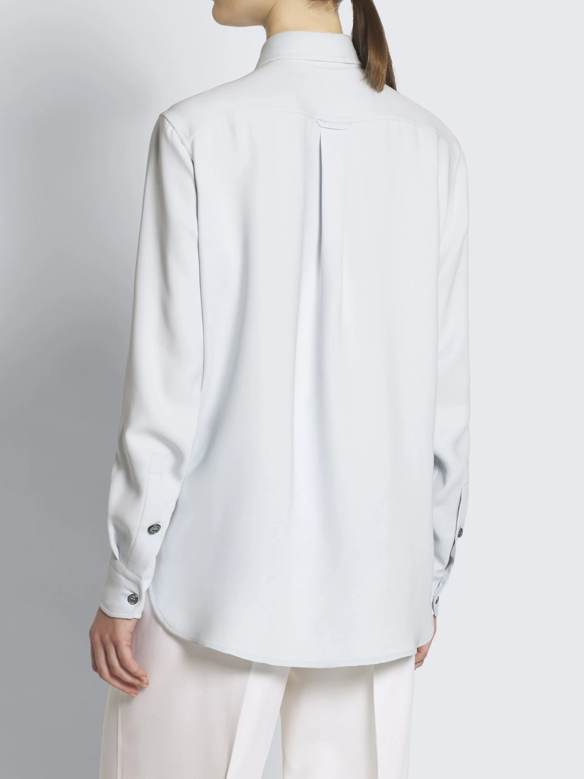 Light blue silk cady military shirt