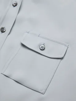 Light blue silk cady military shirt