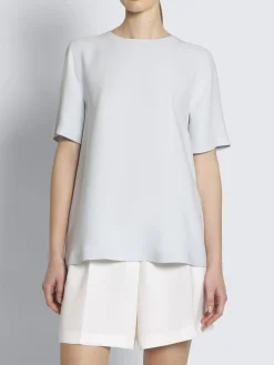 Light blue silk cady T-shirt