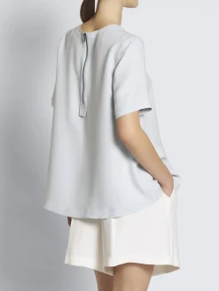 Light blue silk cady T-shirt