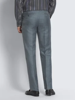 Light blue silk, cashmere and linen slab twill Tigullio trousers