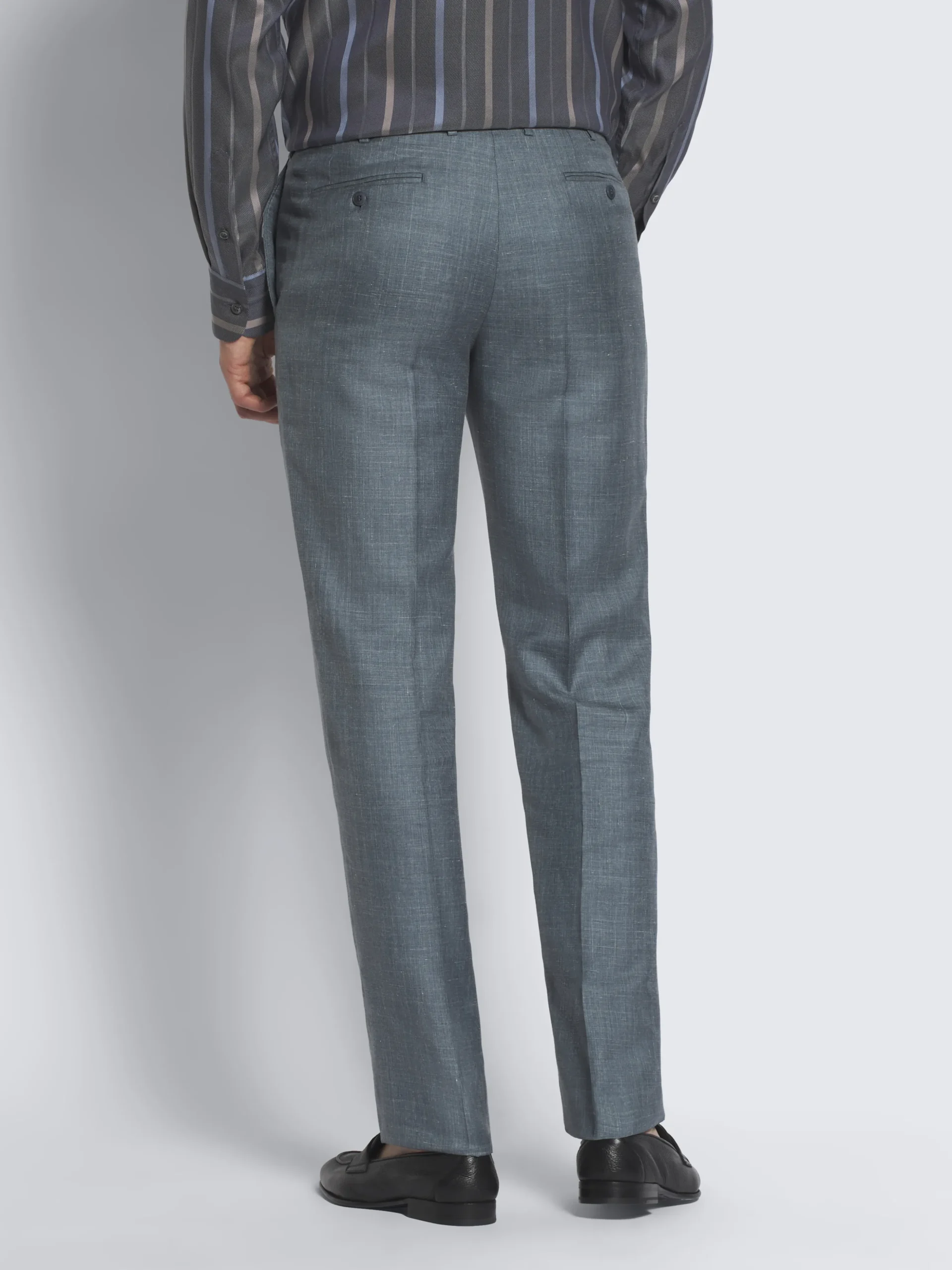 Light blue silk, cashmere and linen slab twill Tigullio trousers