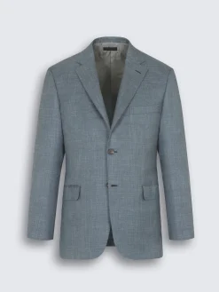Light blue silk, cashmere and linen slab twill Ravello jacket