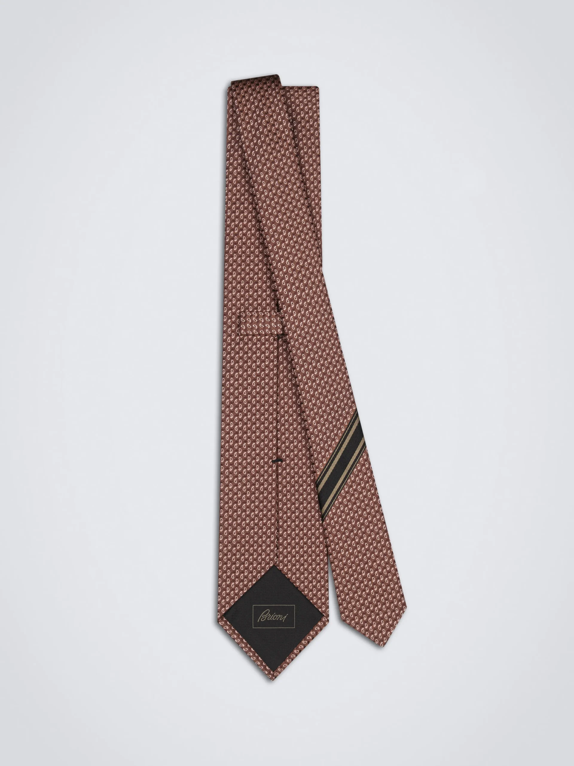 Light brown jacquard silk tie