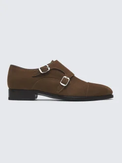 Light brown suede double monk Milano shoes