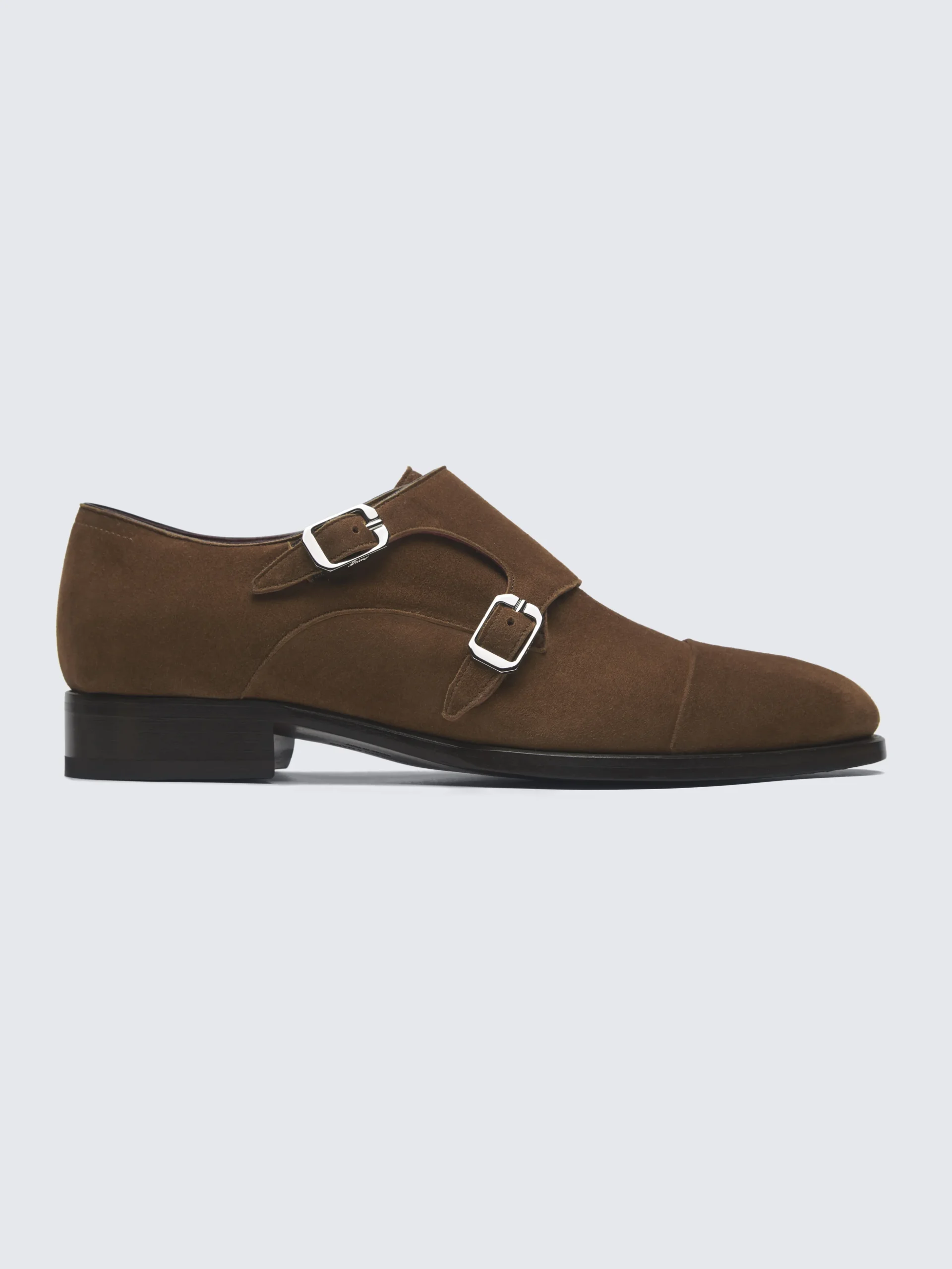 Light brown suede double monk Milano shoes