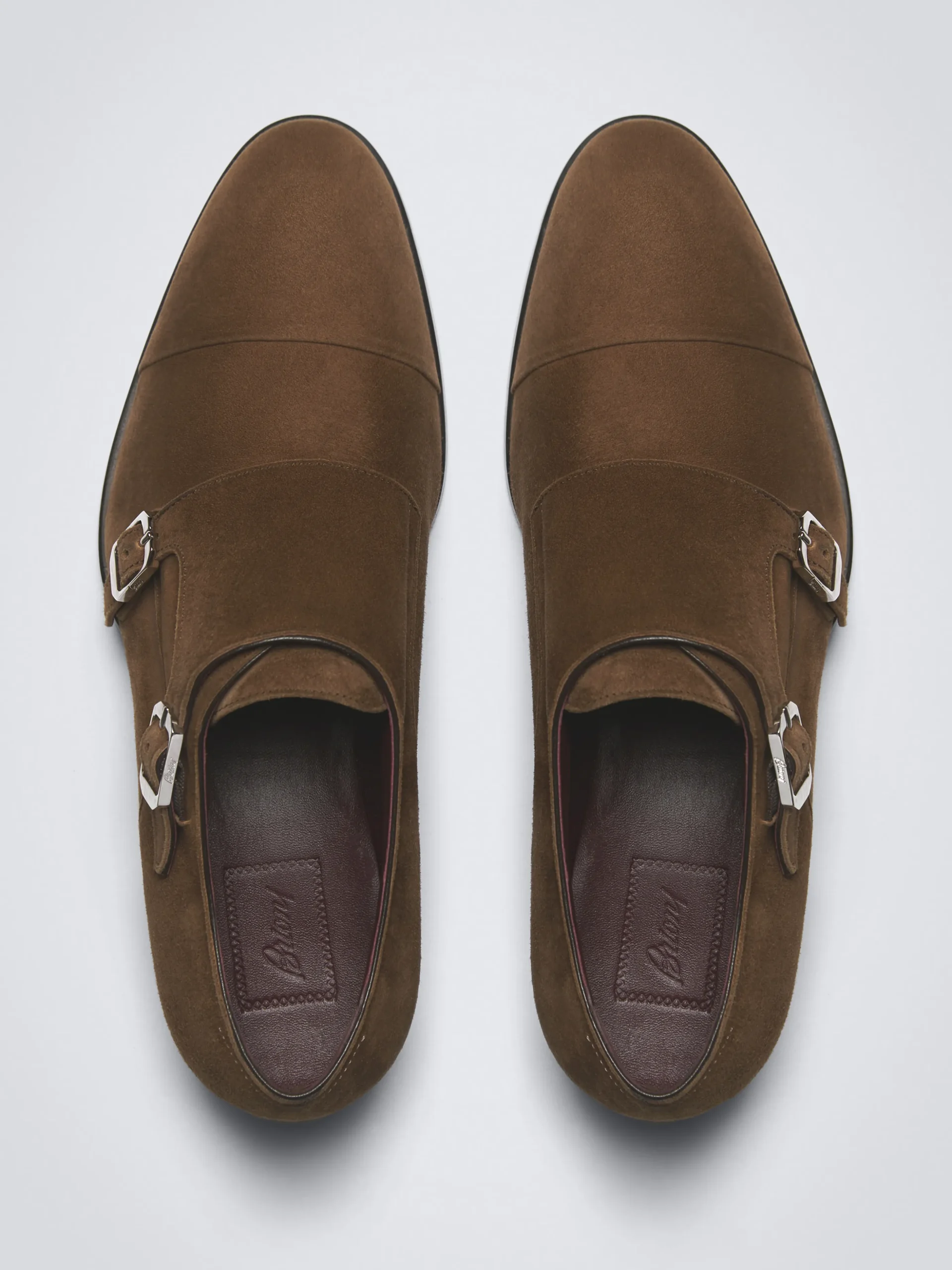 Light brown suede double monk Milano shoes