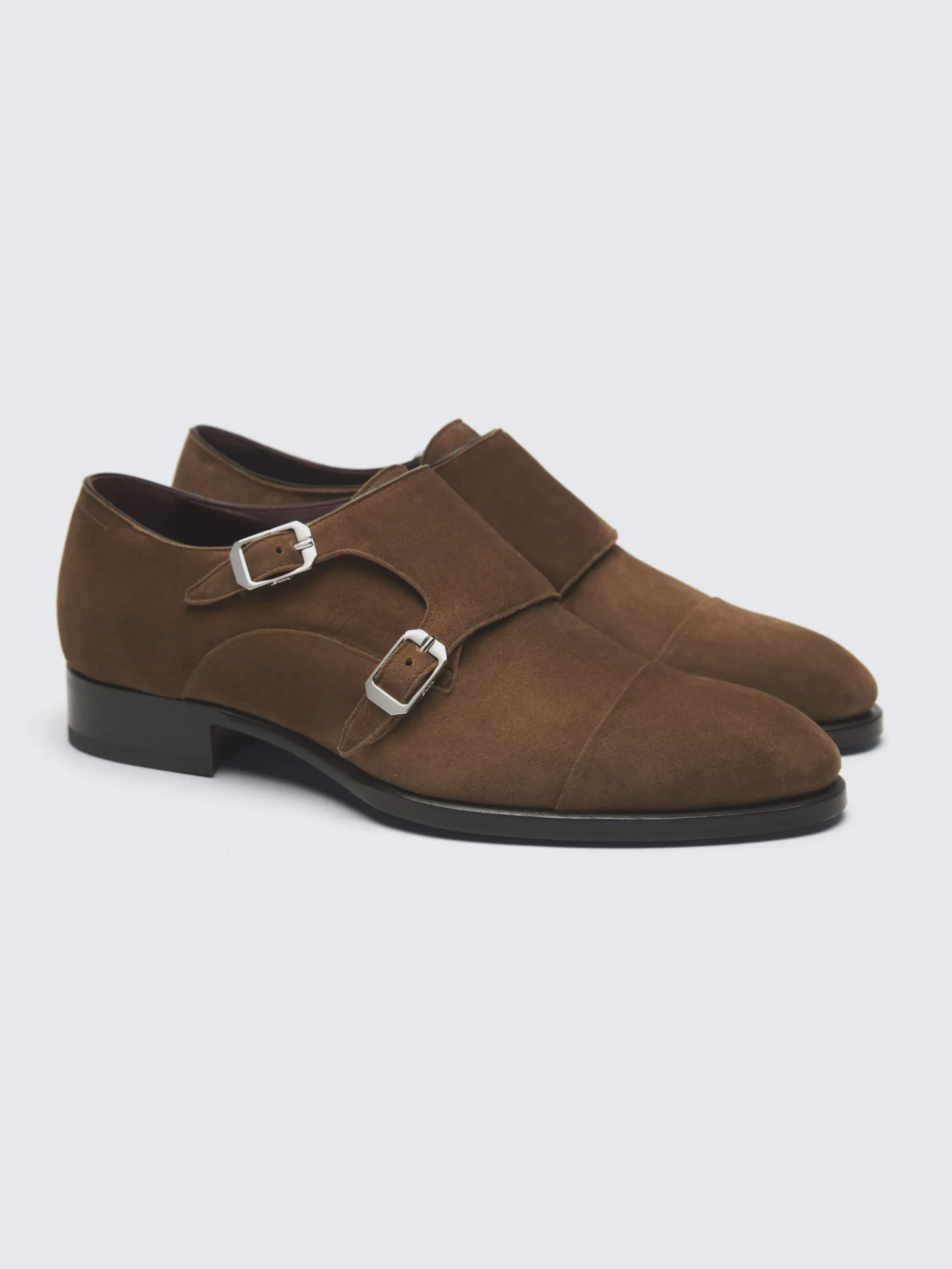 Light brown suede double monk Milano shoes