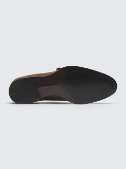 Light brown suede double monk Milano shoes