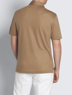 Light brown technical wool polo