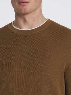Light brown vicuña and cotton crewneck sweater