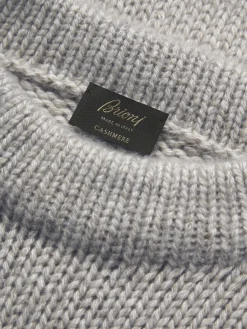 Light grey cashmere mouliné mockneck sweater