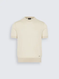 Light yellow cashmere and silk T-shirt
