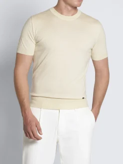 Light yellow cashmere and silk T-shirt