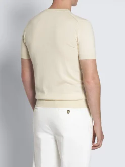Light yellow cashmere and silk T-shirt