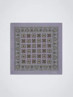 Lilac and brown silk pocket square