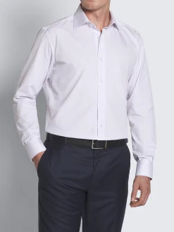 Lilac and white micro-checked Ventiquattro cotton formal shirt