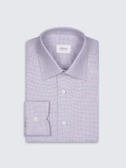 Lilac micro motif jacquard cotton formal shirt